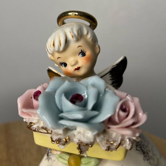 Vintage Geo Z Lefton June Birthday Angel Figurine Rose Pearl #489 JAPAN READ - Picture 3 of 12